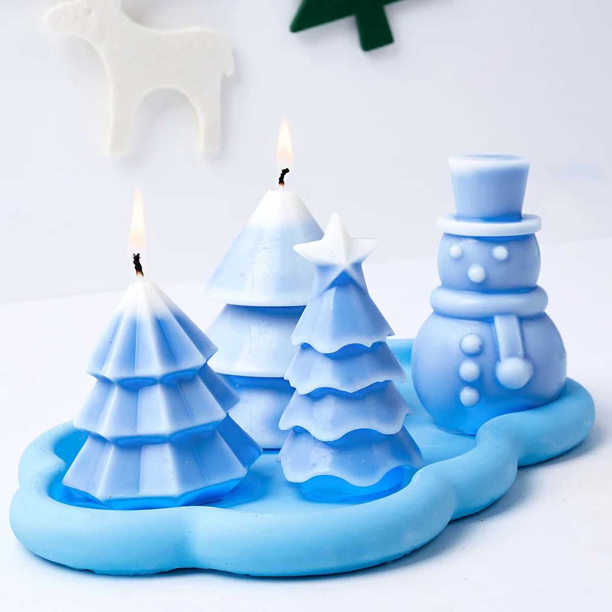 New Wool Scarf Snowman Resin Mold 3D Christmas Tree Candle Silicone Mould Cake Baking Tools DIY Crafts Party Decor Making Tools