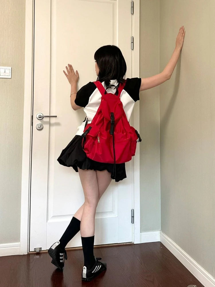 HOUZHOU Korean Mini Balloon Skirt Women Cute Sexy High Waist Loose Bubble Skirt Causal Elegant Female Summer 2024 Streetwear