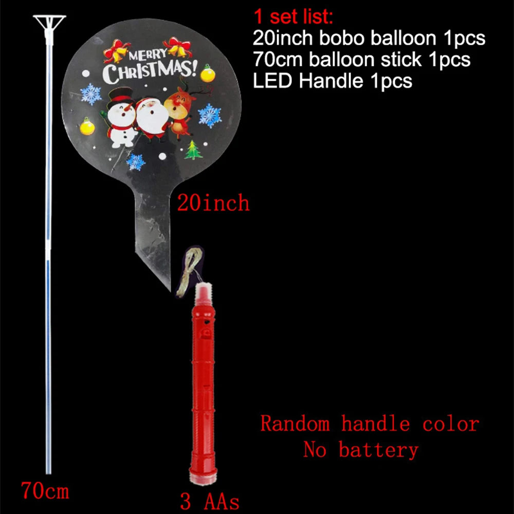1Set LED Light Up Bobo Balloons With Flashing Handles Christmas Birthday Party Decorations Xmas Ballons Kids New Year Toys Gifts