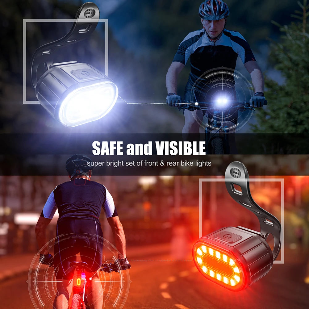 2PCS LED Bike Light Bicycle Front Rear lights USB Charge Headlight Cycling Taillight Bicycle Lantern bike Accessories Lamps