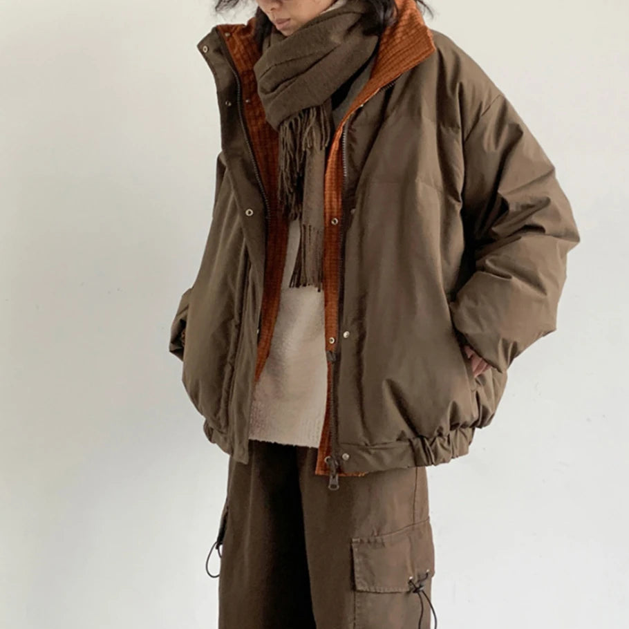 Winter Korean Fashion Reversible Padding Down Jacket For Men Clothing Streetwear Puffer Jacket Male Harajuku Casual Thick Coat