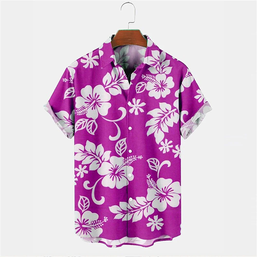 Hawaiian Male Social Floral Shirt For Blouse Men 3D Camisas Casuais Print Slim Fit Men's Street Casual Short Sleeve Clothing
