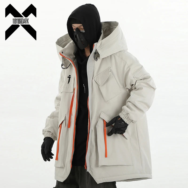 11 BYBB'S DARK 2023 Winter Parkas Jacket Men Multi Pocket Tactical Function Cargo Jackets Coats Warm Thick Hooded Parka Techwear