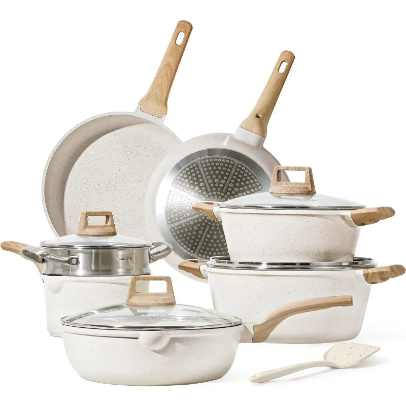 Cookware Sets 10 Pcs Stone Cookware Set,non stick frying pan set , pots and pans set ( Granite, induction cookware)