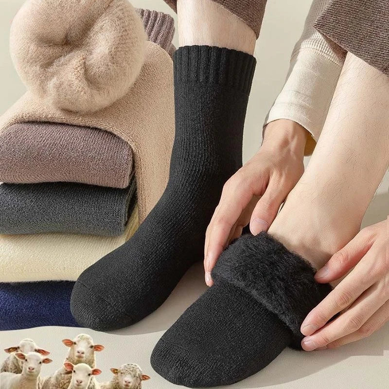 Winter Warm Thick Towel Hosiery Bottom Man Socks Wool Male Sock Slipper Socks Merino Wool Sock Against Cold Snow Socks 39-44
