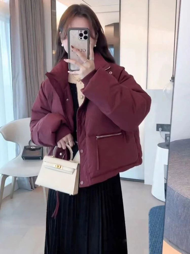 Women's Jacket 2024 New in Cotton-padded Clothes Short Korean Fashion Stand Collar Thicken Bread Jacket Women Coat Tops Winter