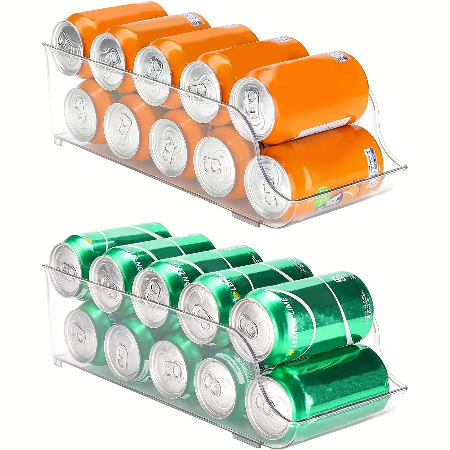 1pc Refrigerator Organizer Bins Soda Can Dispenser Beverage Holder Clear Plastic Canned Food Pantry Storage Kitchen Accessories