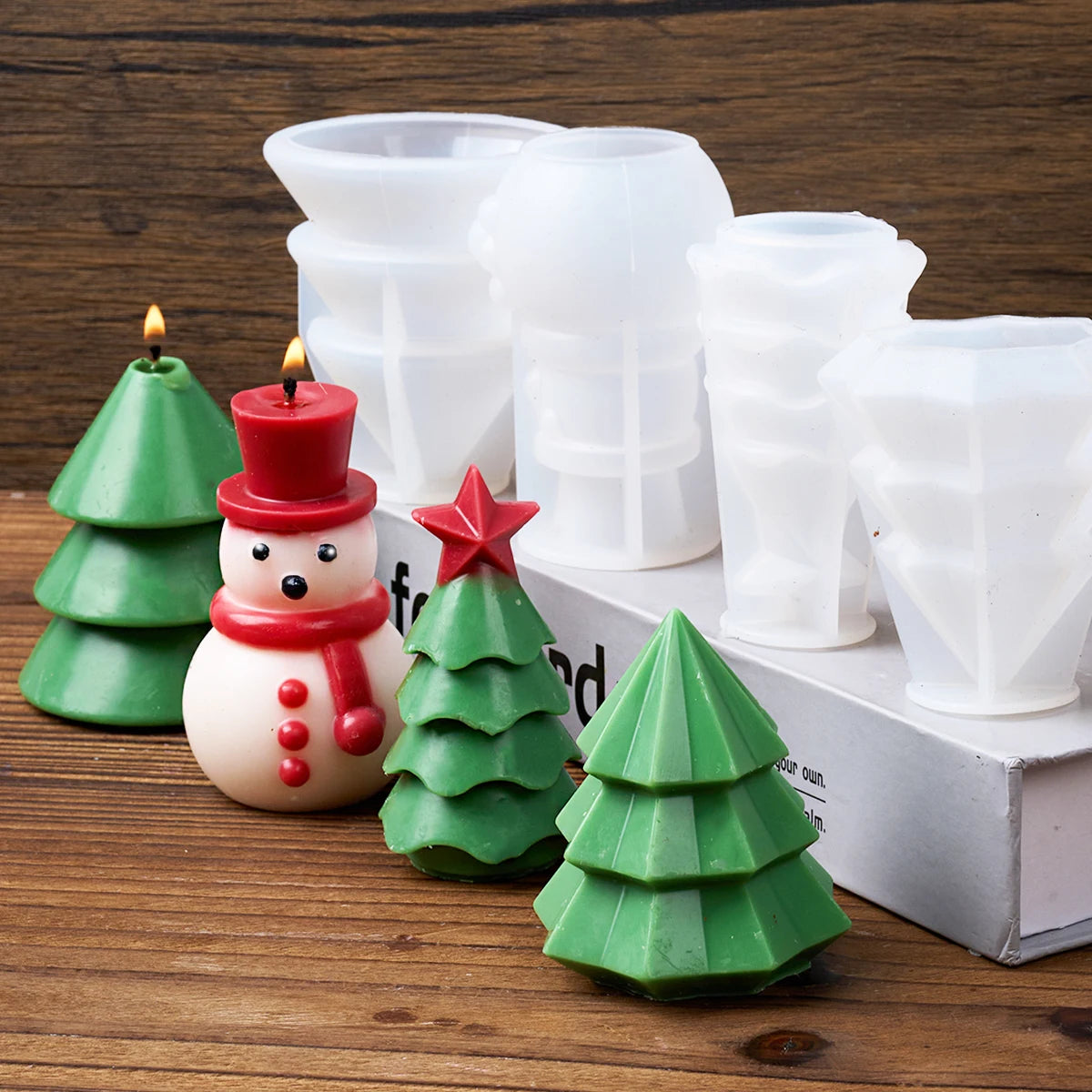 New Wool Scarf Snowman Resin Mold 3D Christmas Tree Candle Silicone Mould Cake Baking Tools DIY Crafts Party Decor Making Tools