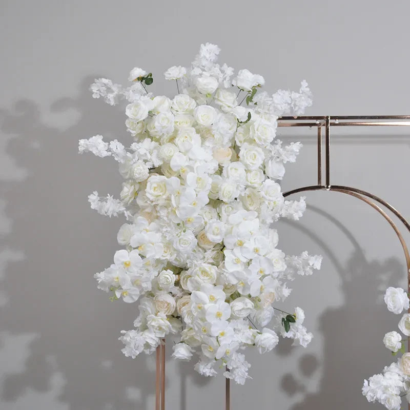 Artificial White Cherry Blossom Orchid Rose Row Wedding Arch Backdrop Wall Hanging Flower Hotel Party Props Home Decor