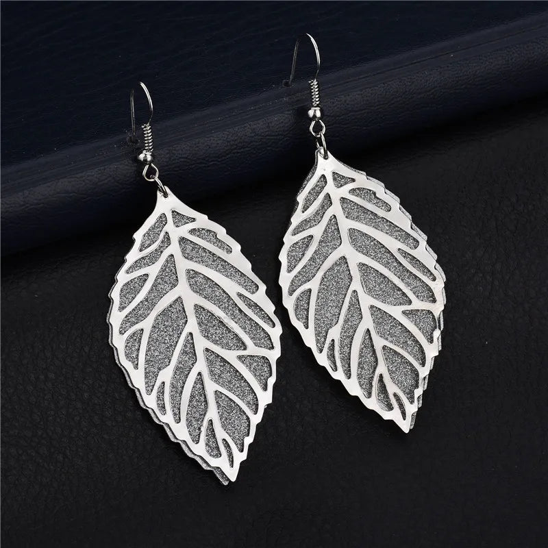 Baroque Vintage Leaf Drop Long Earrings Willow Fringed Tassel Gold Color Earrings for woman Fashion Pendientes Mujer Jewelry
