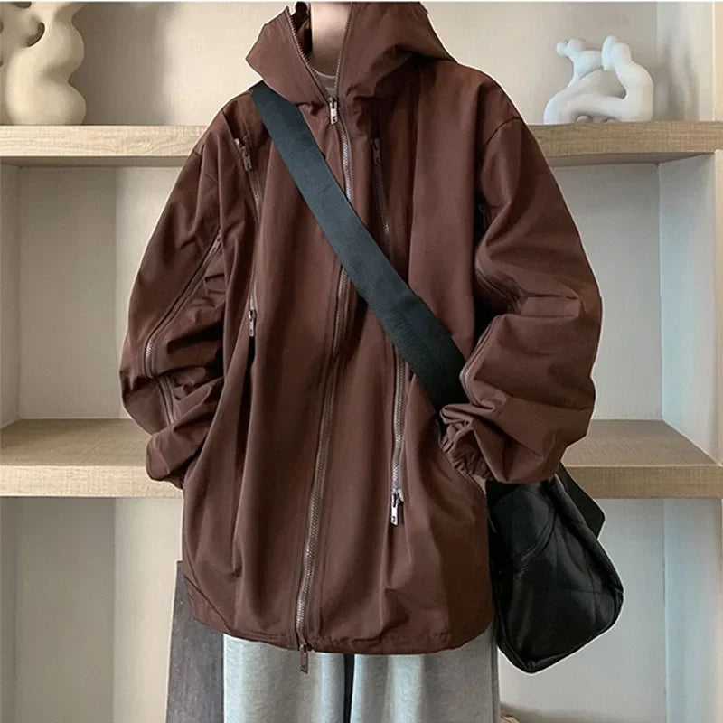 Black Knight American Style Trendy Brand Men's Autumn/winter New Loose-fit Functional Workwear Hooded Jacket