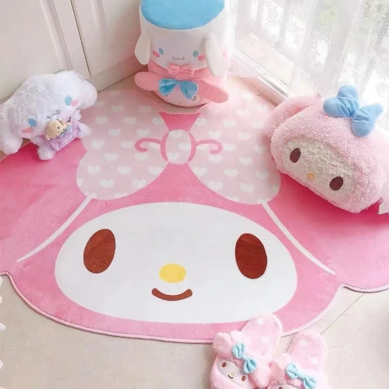 Saniro My Melody Hello Kitty Cinnamoroll Cartoon Carpet Kawaii Home Soft Fur Rugs Children Girls Bedroom Living Room Mat Keroppi