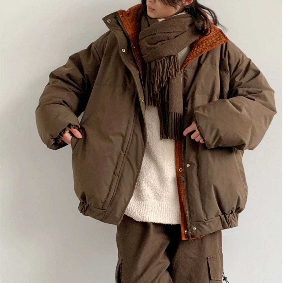 Winter Korean Fashion Reversible Padding Down Jacket For Men Clothing Streetwear Puffer Jacket Male Harajuku Casual Thick Coat