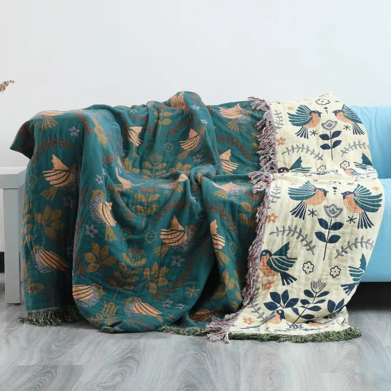 Japanese Throw Blanket Cotton Double Sided Sofa Cover Nordic Sofa Cushion Leisure Blanket Bedspread Four Seasons Thin Quilt