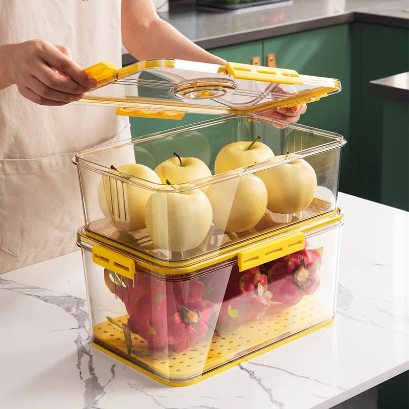 Food Organizer Kitchen Storage Container Seal Stable Cans for Fridge High-capacity Fresh Eggs Vegetable Fruit Storage Boxes