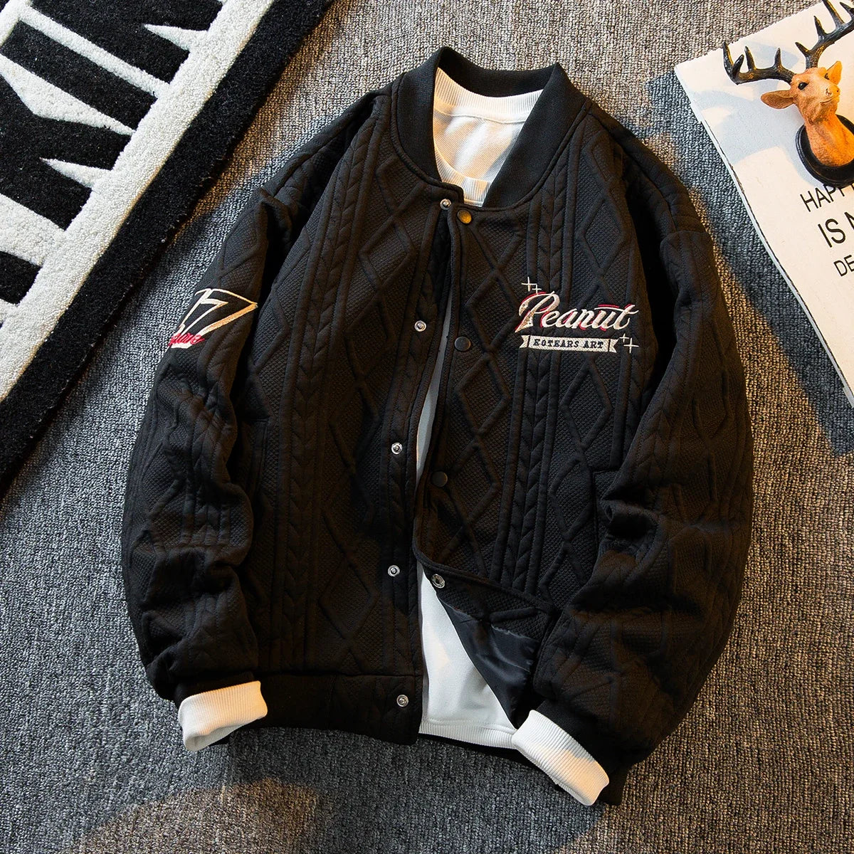 Heavy Retro American Vibe Style Baseball Jacket Men 2023 Winter Trendy Brand Bomber Jacket Winter Wear Jackets Coats