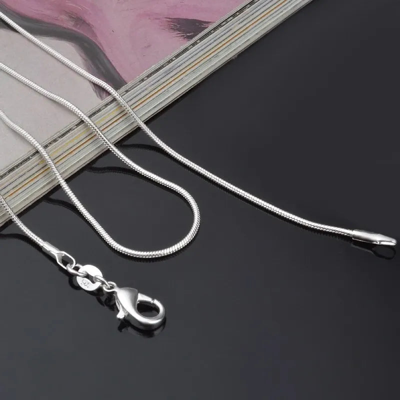 Exclusive 925 sterling silver necklace women, silver fashion jewelry Snake Chain 1mm Necklace 16 18 20 22 24"