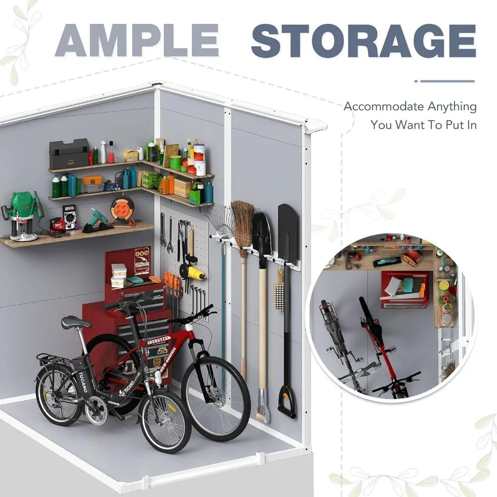 Outdoor Storage Shed, 5x4 FT Plastic Resin Shed with Floor, Garden Tool Sheds with Lockable Door for Patio Backyard Lawn