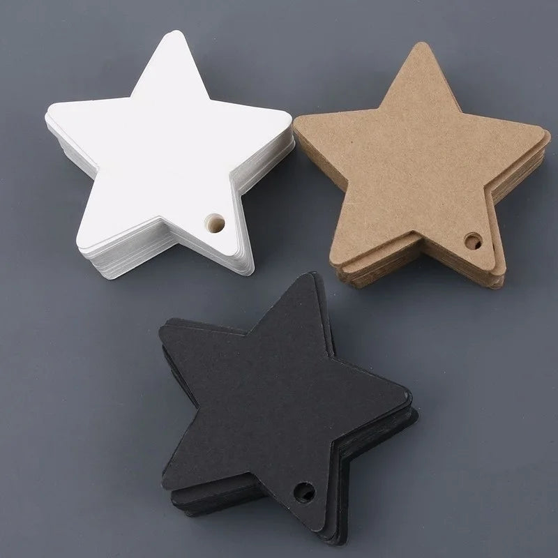 100pcs Five-pointed Star Christmas Wedding Label Party Gift Card Hanging Tags Christmas Ornaments