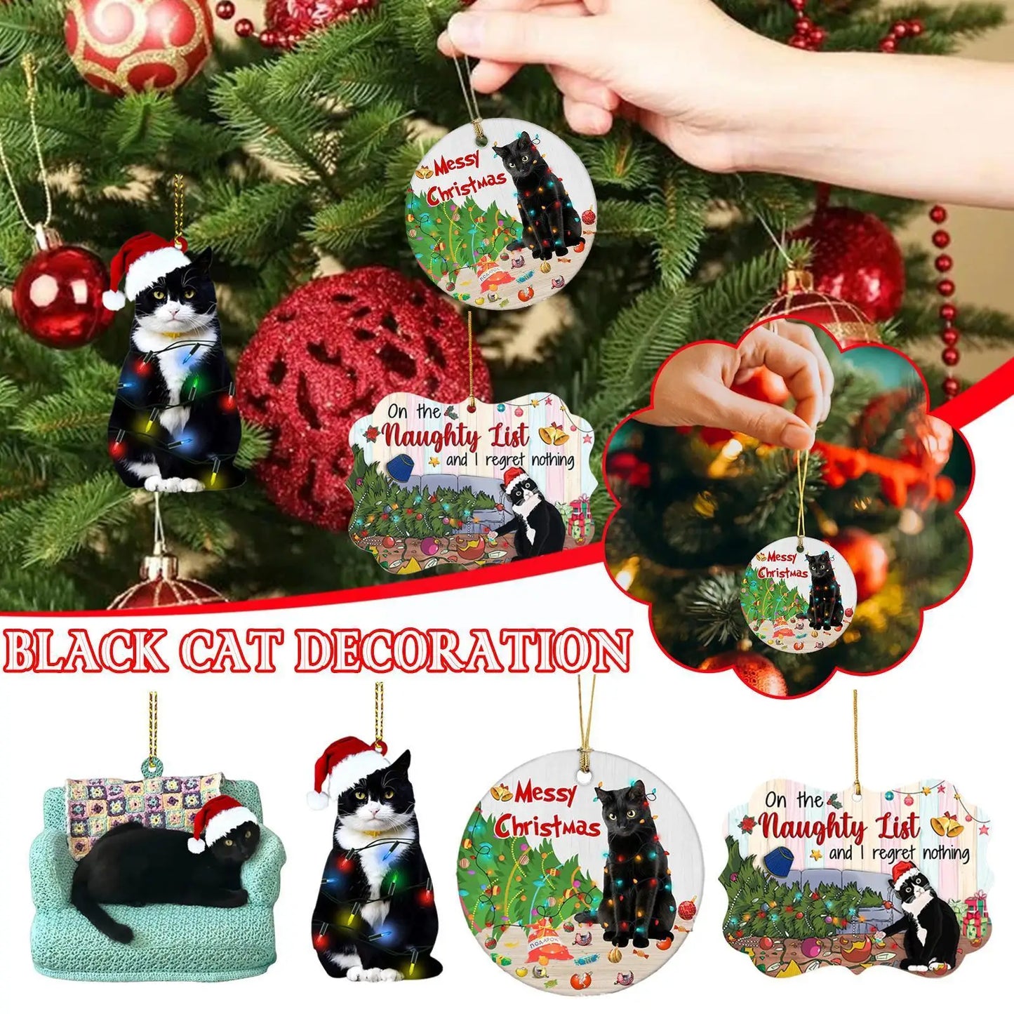Xmas Black Cat Pendant 2022 Christmas Party Decoration Christmas New Ornaments Tree Gifts Hanging Decorations Pc 2023 1 Yea K8F0