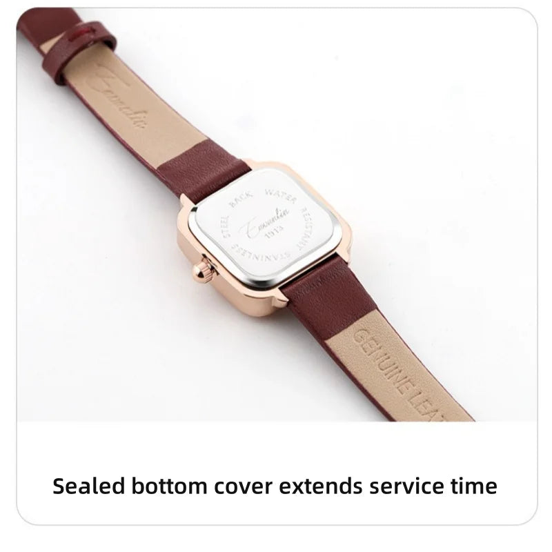 Woman Watch Light Luxury Quartz Watches for Women Gifts Waterproof Square Dial Leather Band Woman’s Wristwatch