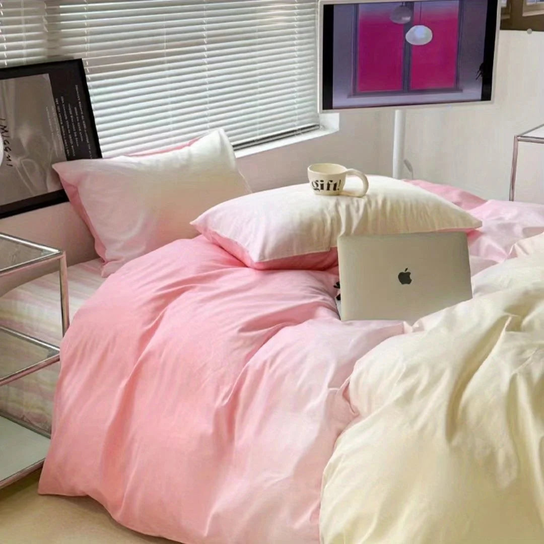 Ins Gradient Blue Bedding Set Soft Flat Sheet Duvet Cover Pillowcase Polyester Bed Linen Single Queen Full King Size Quilt Cover