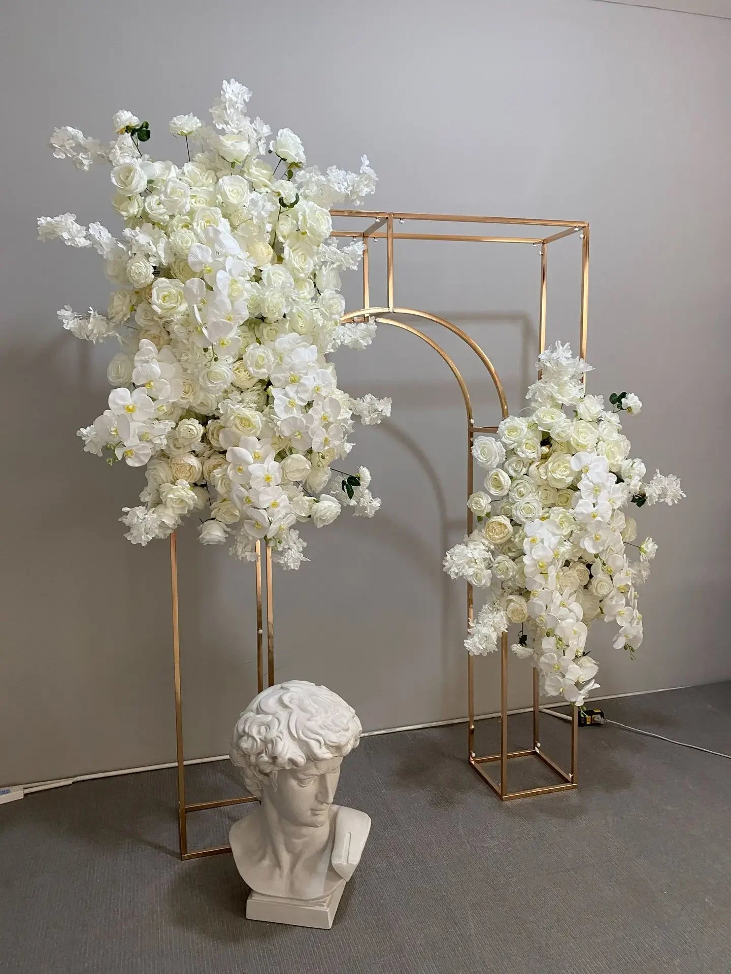 Artificial White Cherry Blossom Orchid Rose Row Wedding Arch Backdrop Wall Hanging Flower Hotel Party Props Home Decor