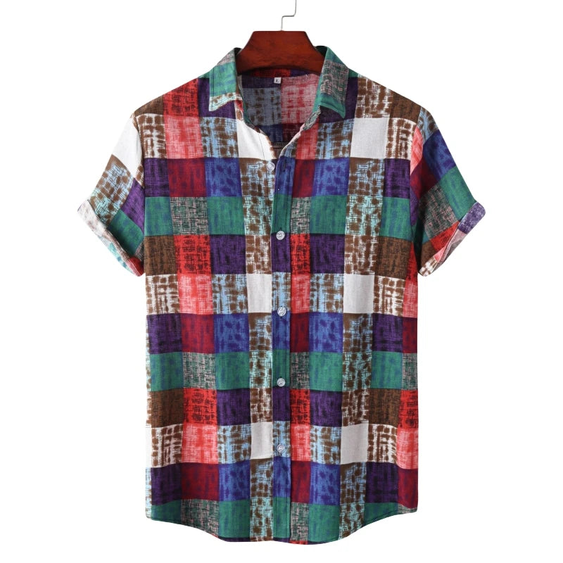 Hawaiian Shirt Men Shirts High Quality Man T-shirt Men's Luxury Clothing Fashion Blouses Social Cotton T-shirts