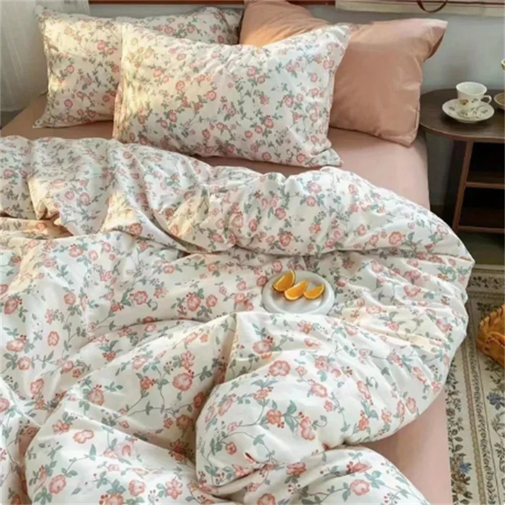 Ins Gradient Blue Bedding Set Soft Flat Sheet Duvet Cover Pillowcase Polyester Bed Linen Single Queen Full King Size Quilt Cover