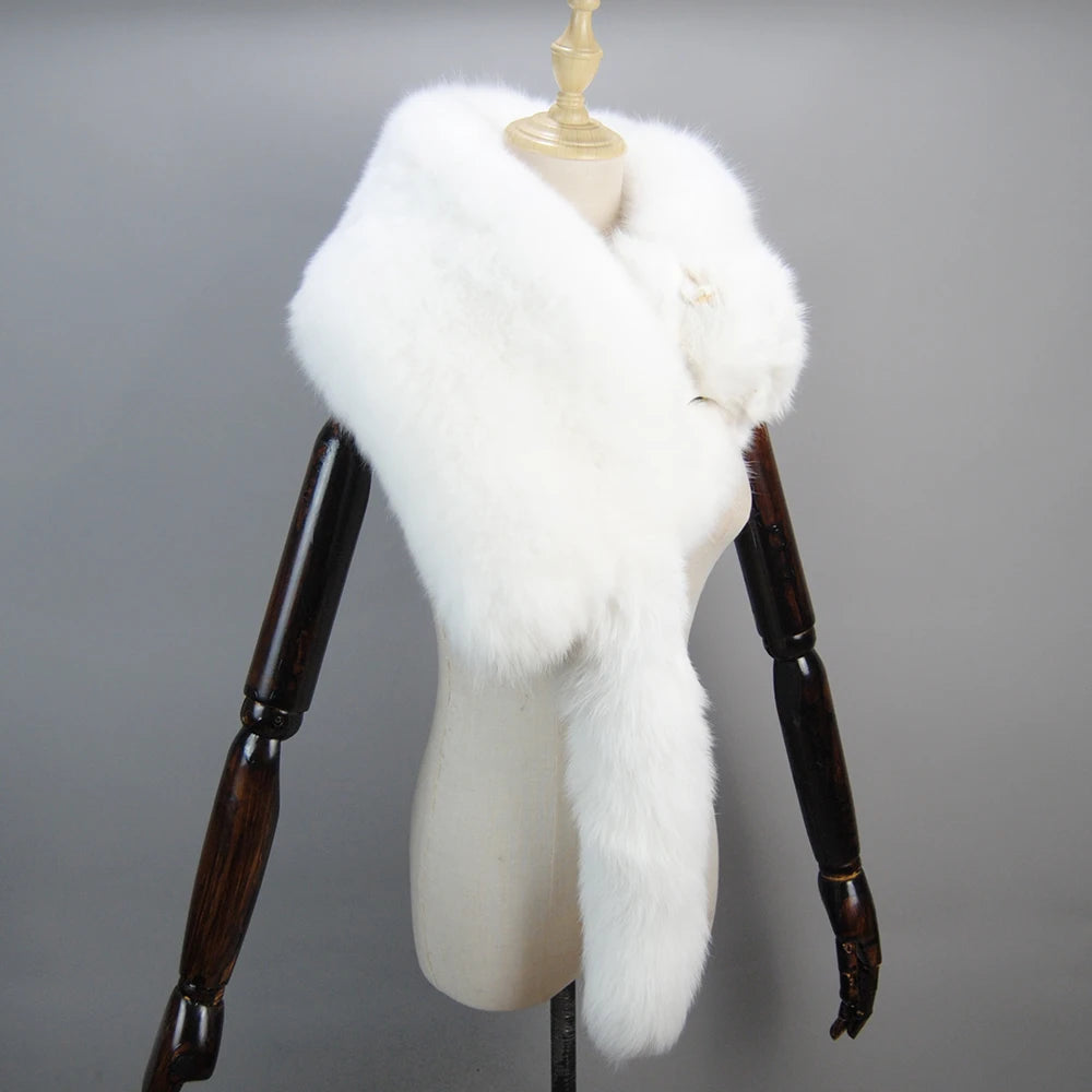 2024 Party Luxury Winter Real Fox Scarf High-End Men's Women's Fox Fur Scarf 100% Natural One-Piece Warmth Real Fox Fur Collar