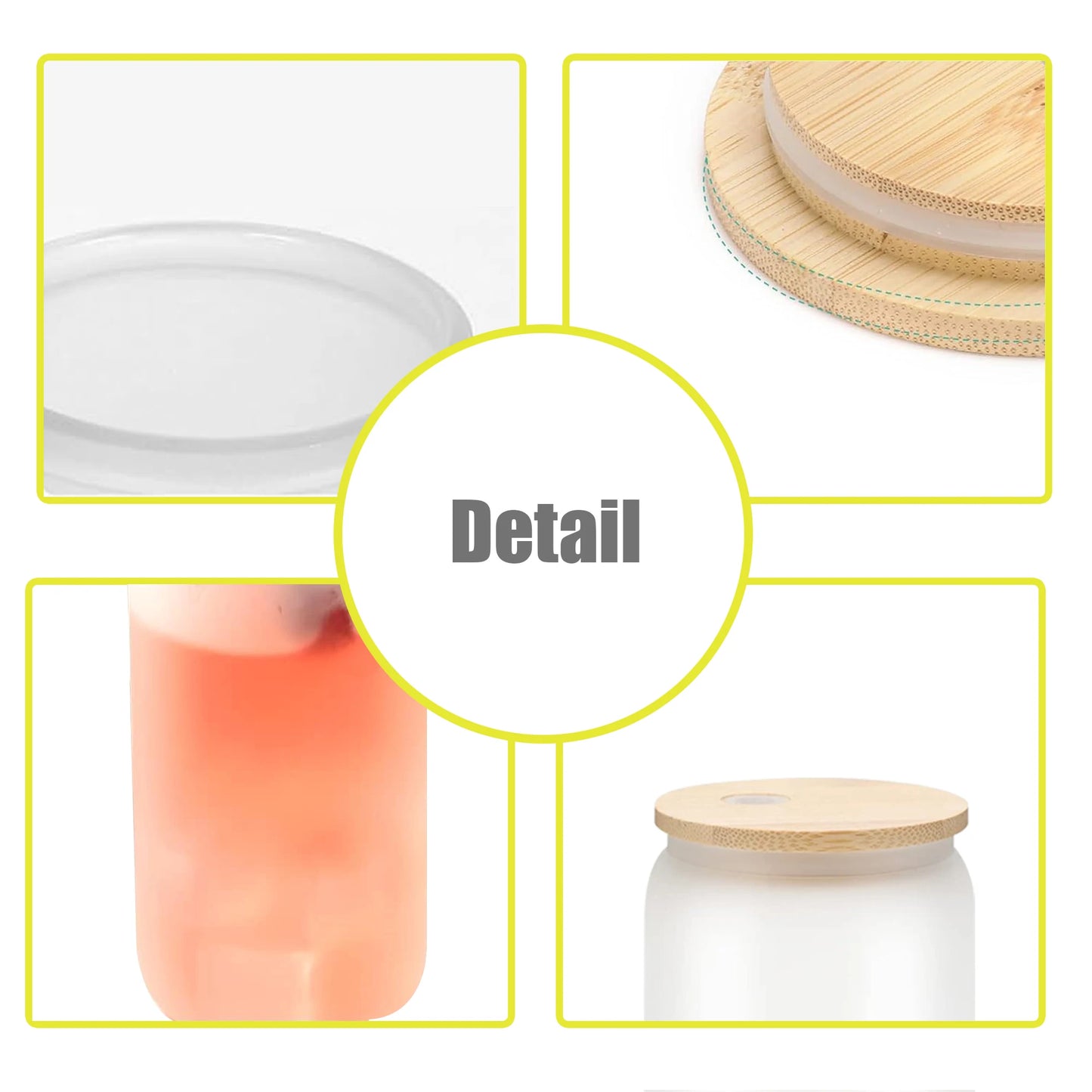 US Warehouse 8Pack Sublimation Blanks Glass Cans Frosted with Bamboo Lids and Straws Drinking Jars for Juice DIY