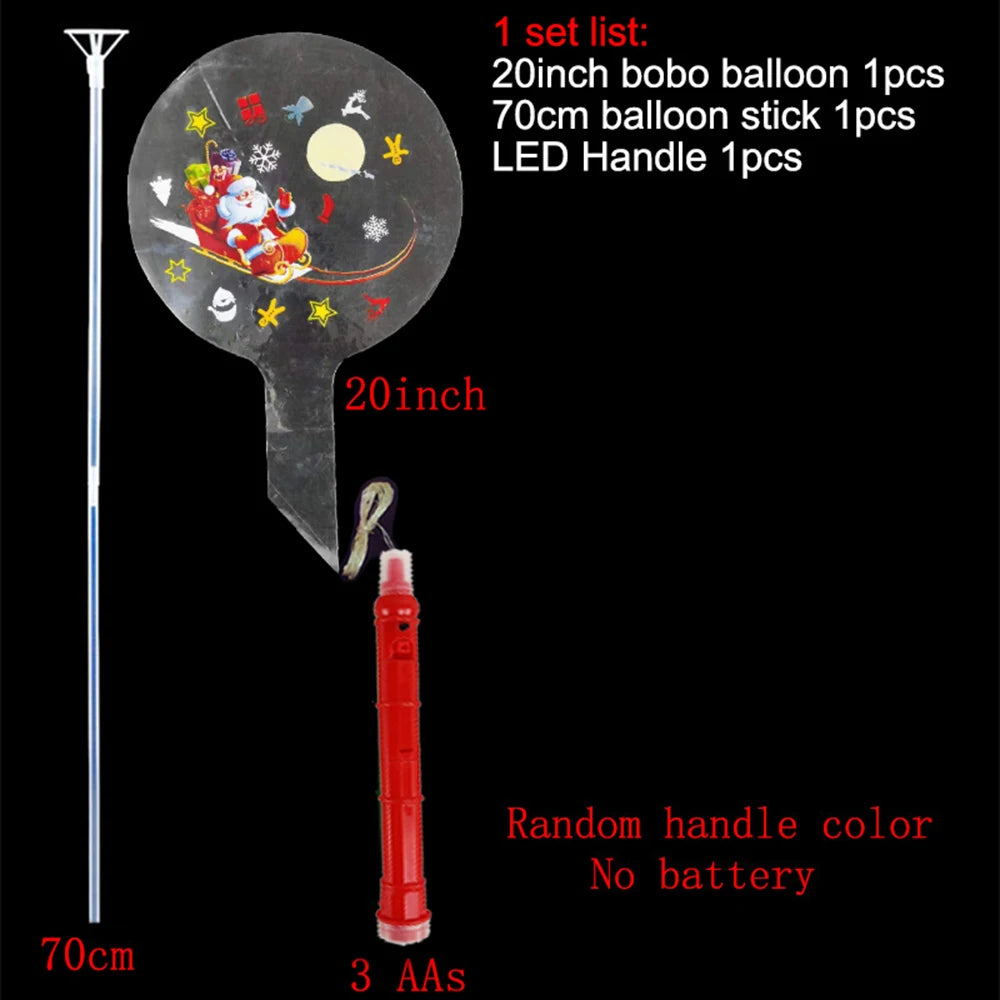 1Set LED Light Up Bobo Balloons With Flashing Handles Christmas Birthday Party Decorations Xmas Ballons Kids New Year Toys Gifts