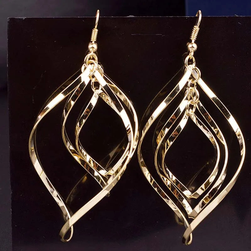 Baroque Vintage Leaf Drop Long Earrings Willow Fringed Tassel Gold Color Earrings for woman Fashion Pendientes Mujer Jewelry