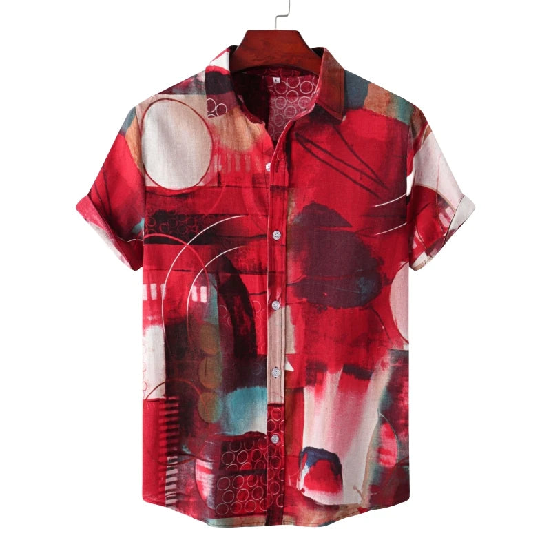 Hawaiian Shirt Men Shirts High Quality Man T-shirt Men's Luxury Clothing Fashion Blouses Social Cotton T-shirts