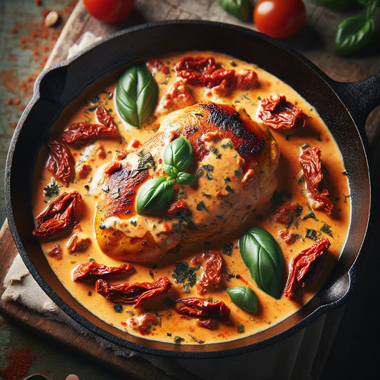 Sizzling Skillet Chicken with Sun-Dried Tomato Cream Sauce