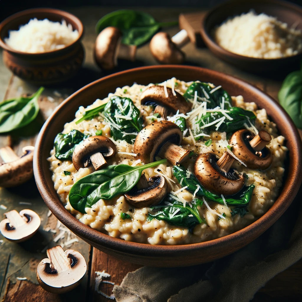 Rustic Mushroom and Spinach Risotto