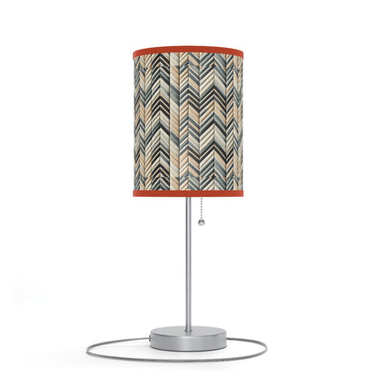 Elegant Weave Table Lamp with Classic Herringbone Pattern