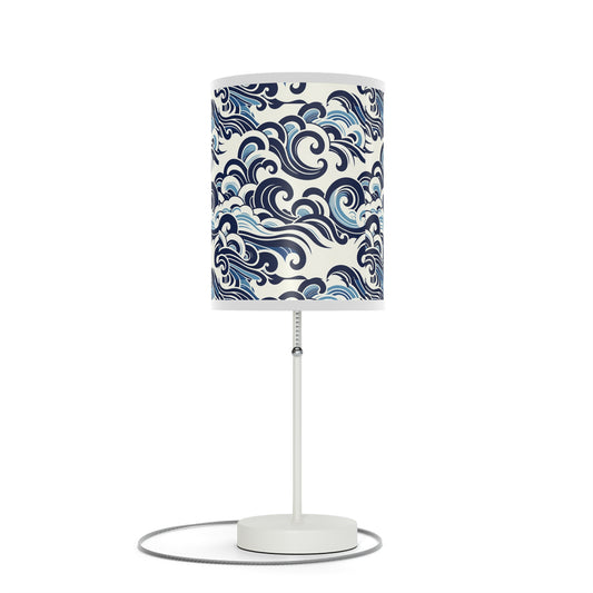 Eastern Elegance Table Lamp with Japanese Wave Pattern