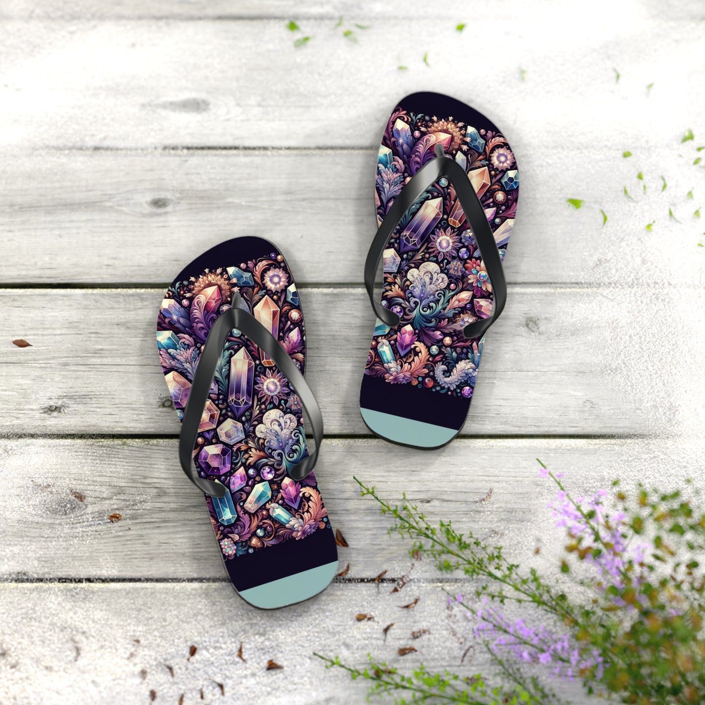 Enchanted Crystals Gemstone Flip Flops - Mystical and Elegant Summer Footwear