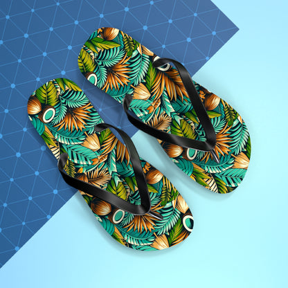 Tropical Oasis Palm & Coconut Flip Flops
