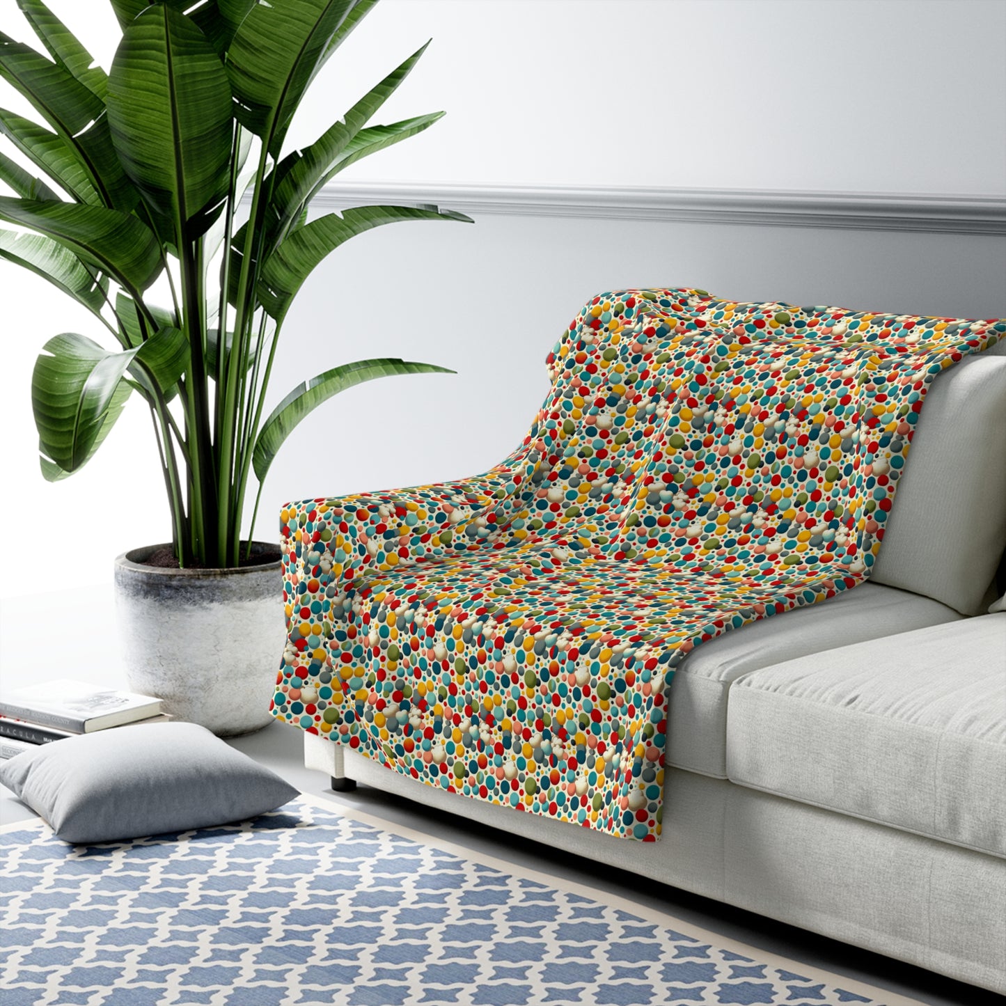 Colorful Whimsy Polka Dot Sherpa Fleece Blanket - Fun and Bright Design