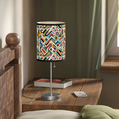 Geometric Harmony Table Lamp with Abstract Pattern