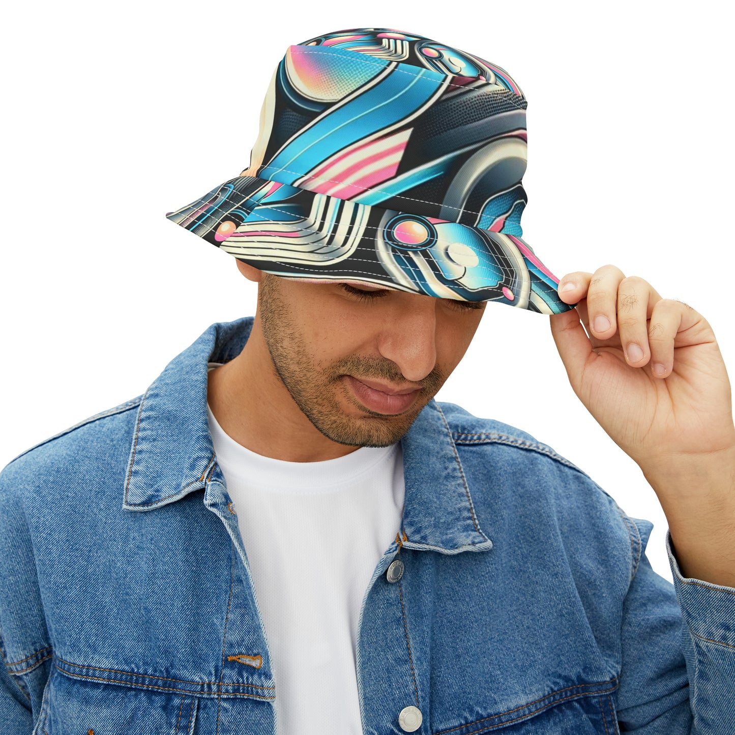 "Neon Echoes" Retro-Futuristic Bucket Hat