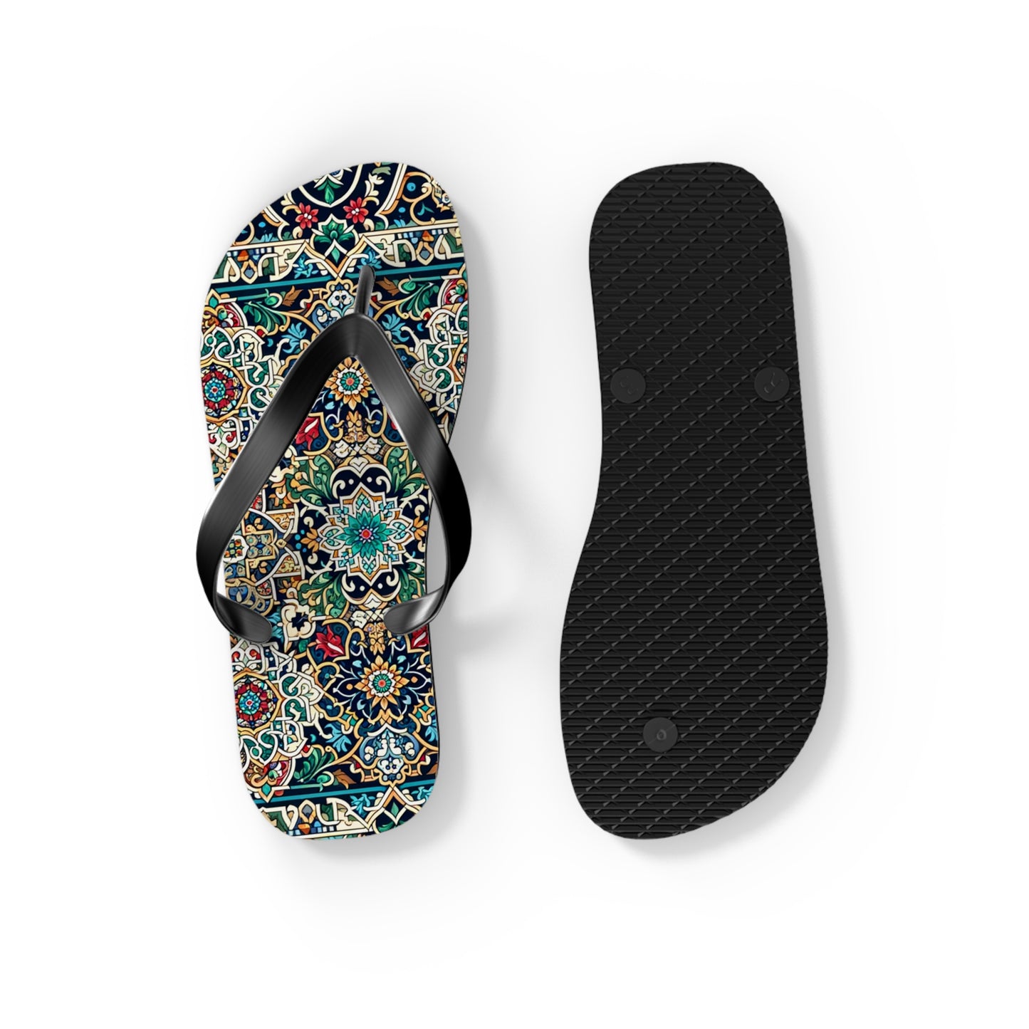 Majestic Marrakech Moroccan Tile Flip Flops - Exquisite Cultural Elegance