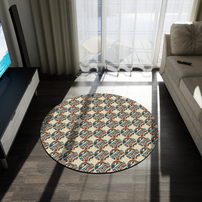 Geometric Vibrance" - Abstract 60" Round Chenille Rug
