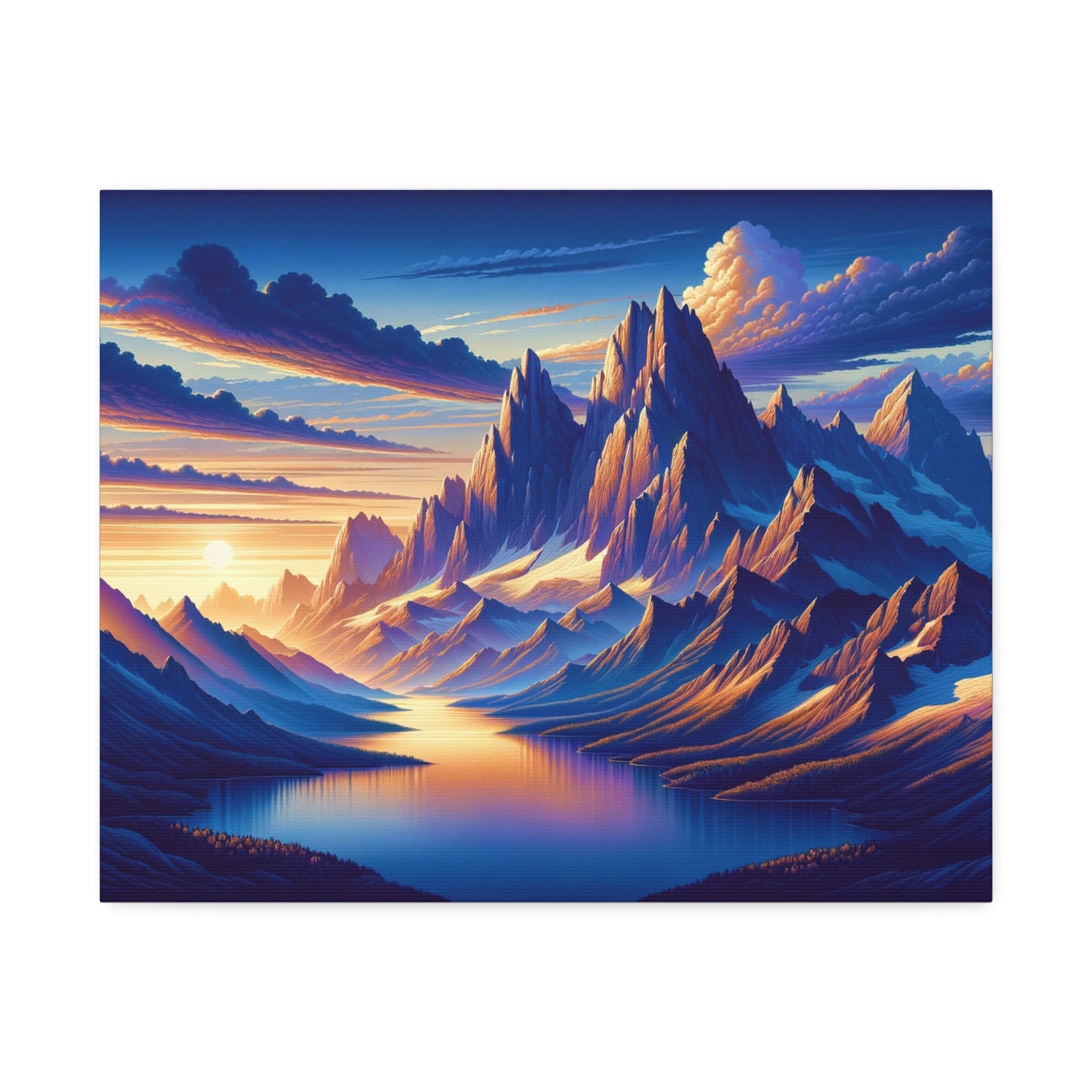 Dawn Majesty: Majestic Mountain Sunrise Landscape Canvas Art
