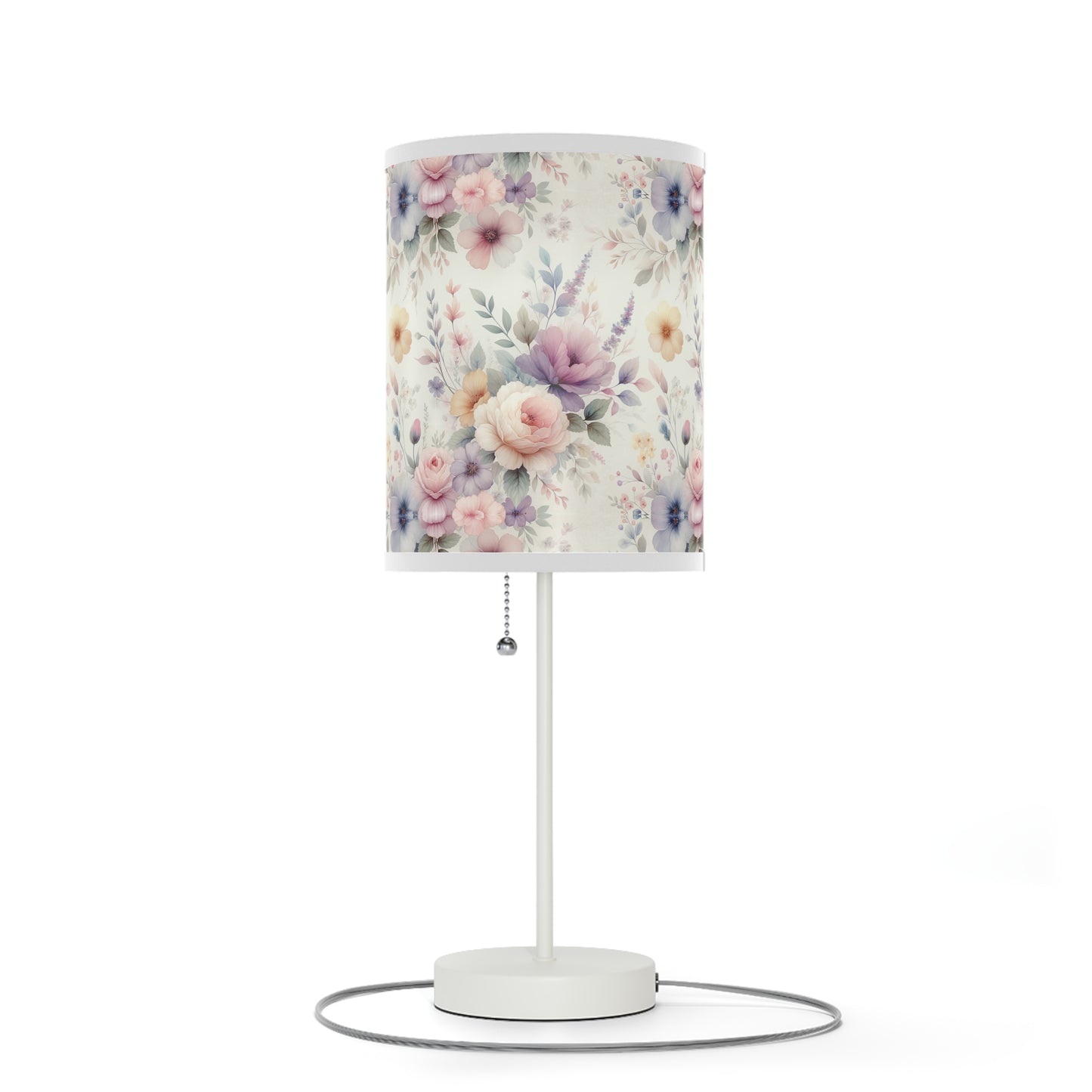 Painterly Petals Table Lamp with Watercolor Garden Pattern