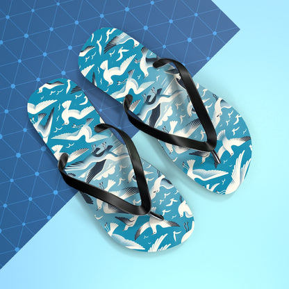 Seaside Breeze Seagull Flip Flops - Airy and Playful Coastal Footwear