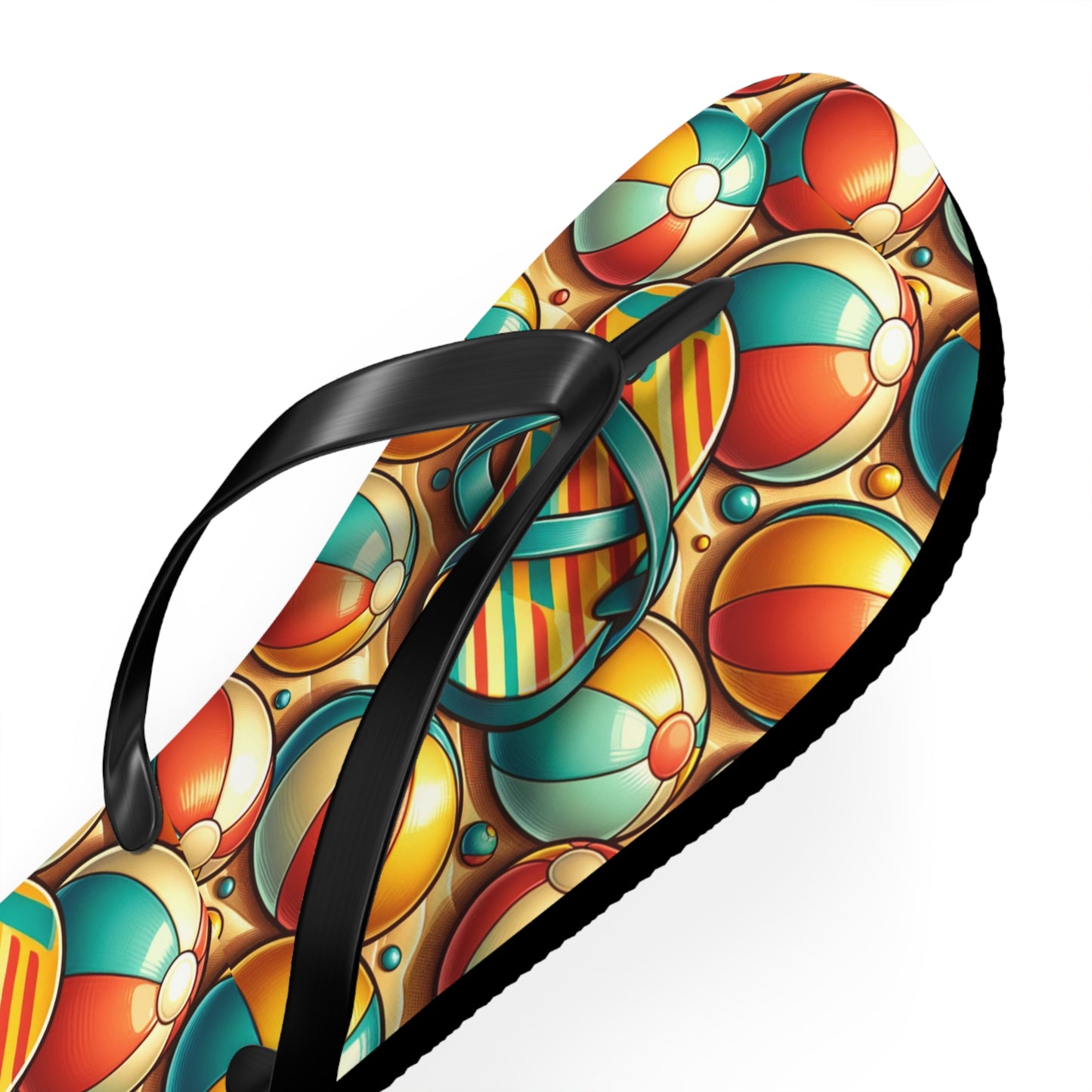 Sunny Beachside Fun Beach Ball Flip Flops - Colorful and Playful Summer Footwear