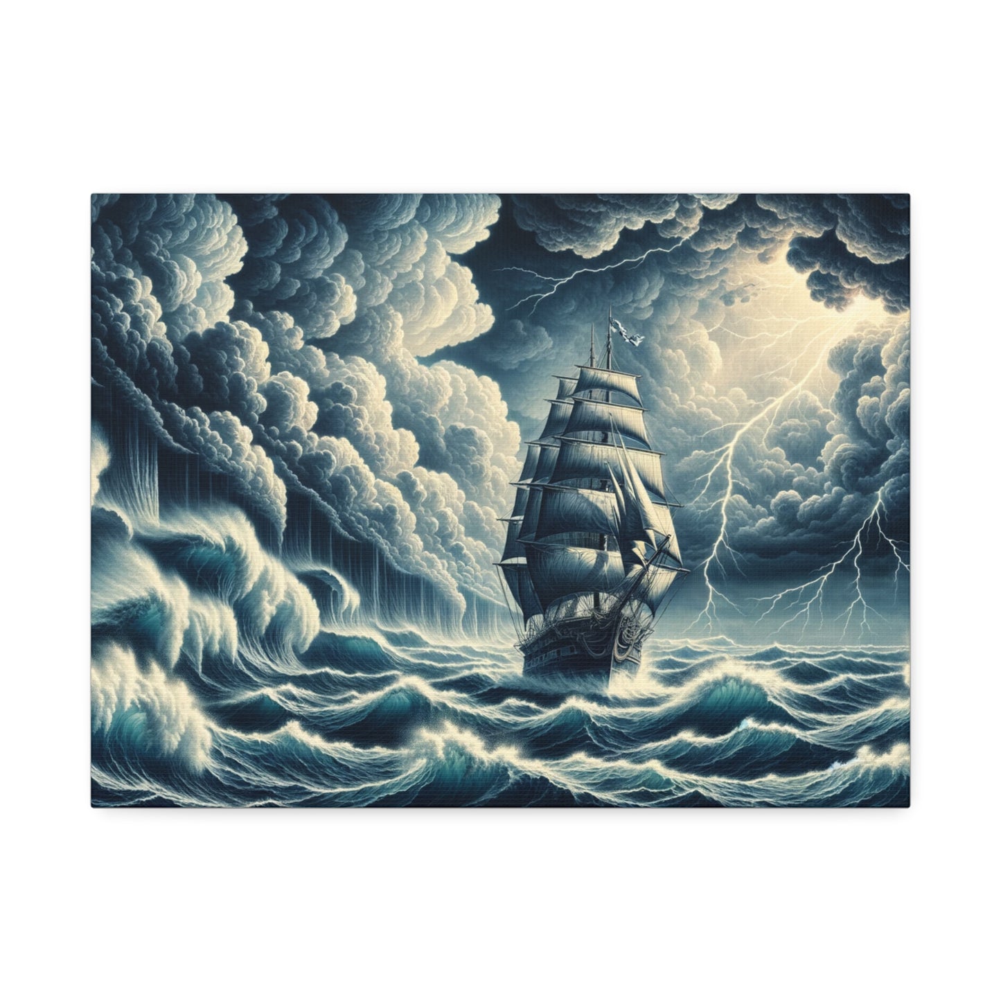 Storm's Fury: Nautical Storm at Sea Canvas Art